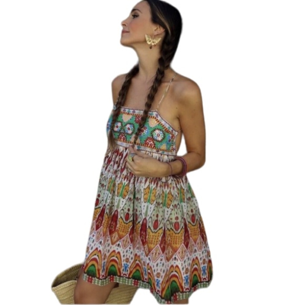 Zara Embroidered Print Boho Dress